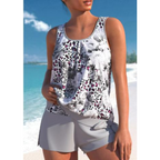 Aqua Floral Two-Piece Tankini