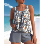 Aqua Floral Two-Piece Tankini