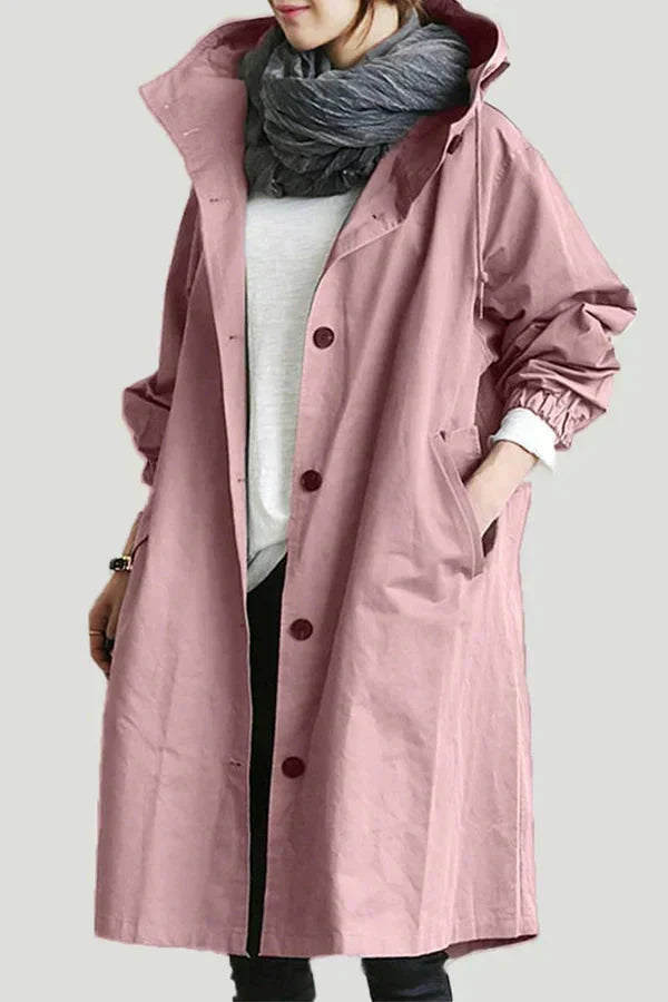 Women's Hooded Longline Raincoat Waterproof Breathable