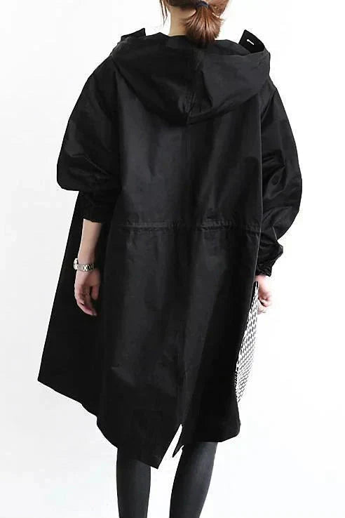 Women's Hooded Longline Raincoat Waterproof Breathable