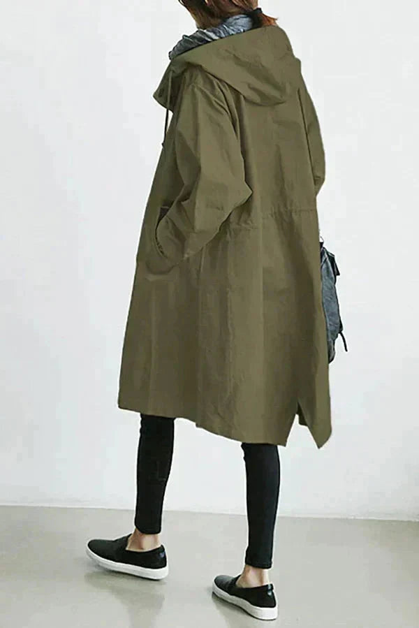 Women's Hooded Longline Raincoat Waterproof Breathable