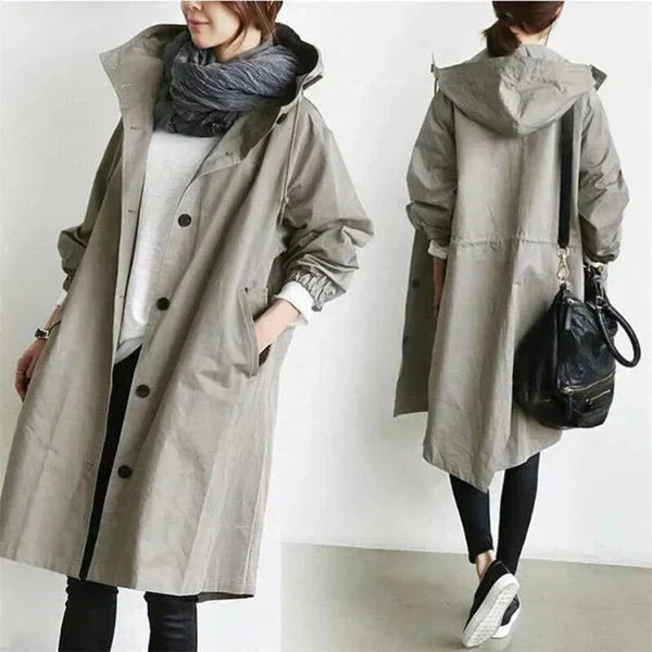 Women's Hooded Longline Raincoat Waterproof Breathable