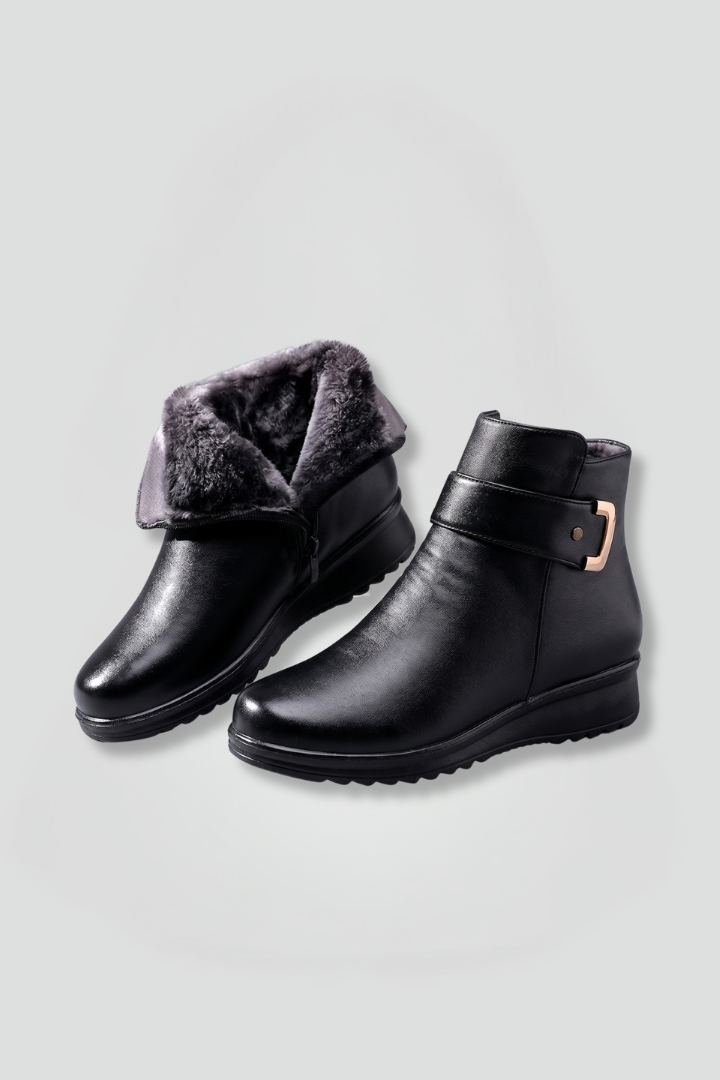 Wide fit leather ankle boots with grip sole