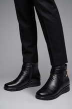 Wide fit leather ankle boots with grip sole