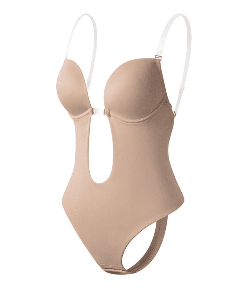 Women's backless shapewear bodysuit designed for open back outfits, featuring a seamless fit, adjustable straps, and a smooth silhouette to enhance curves 5