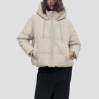 Women's Cropped Puffer Jacket with Hood