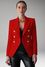 Women's Lapel Blazer Overlapping Front Long Sleeves