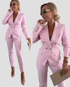 Women's Double-Breasted Blazer & Pants Set