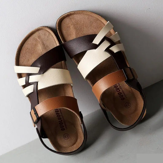 Women's leather orthopedic sandals featuring an adjustable strap for customizable comfort and support. 2