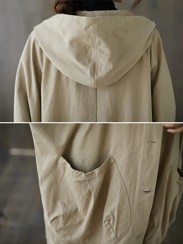 Women's long hooded trench coat