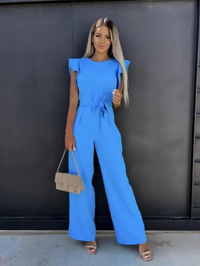 Wide-Leg Jumpsuit Butterfly Sleeves