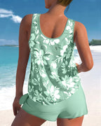 Aqua Floral Two-Piece Tankini