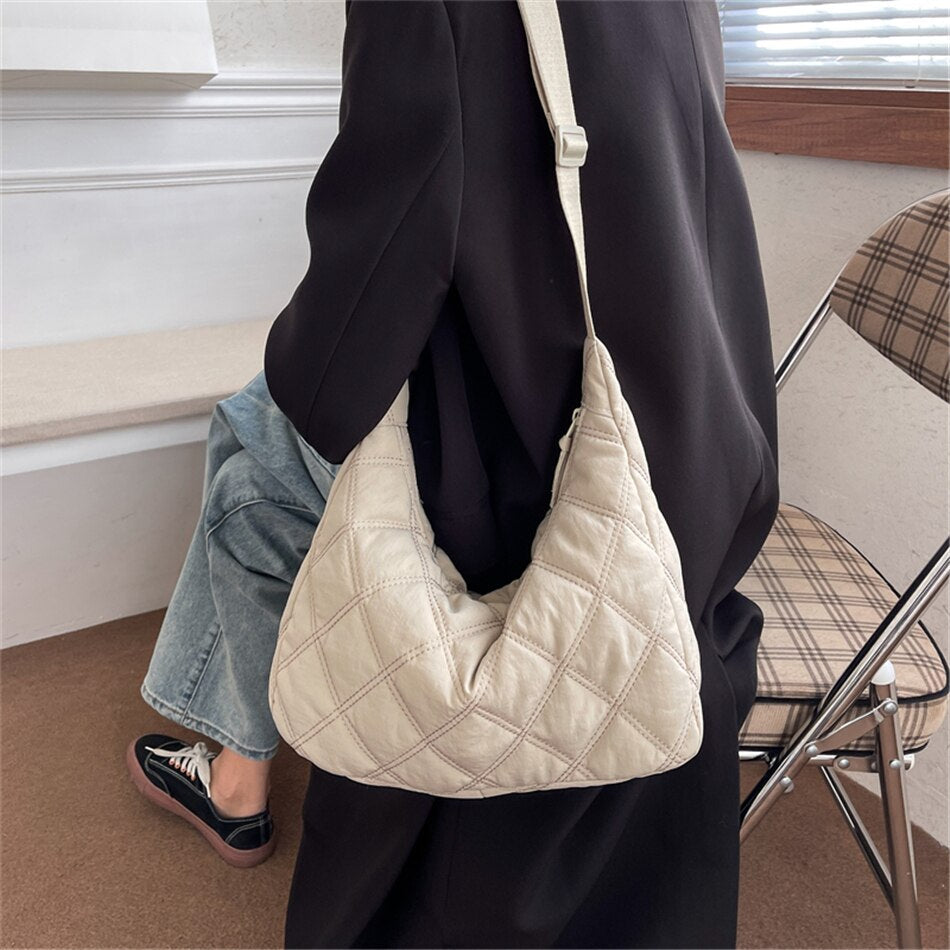 Women's chic quilted puffer shoulder bag