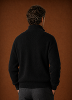 Men's ribbed knit quarter zip sweater