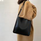 Vegan leather shoulder tote bag