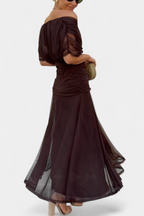 Women's Wedding Guest Off-Shoulder Floral Maxi Dress