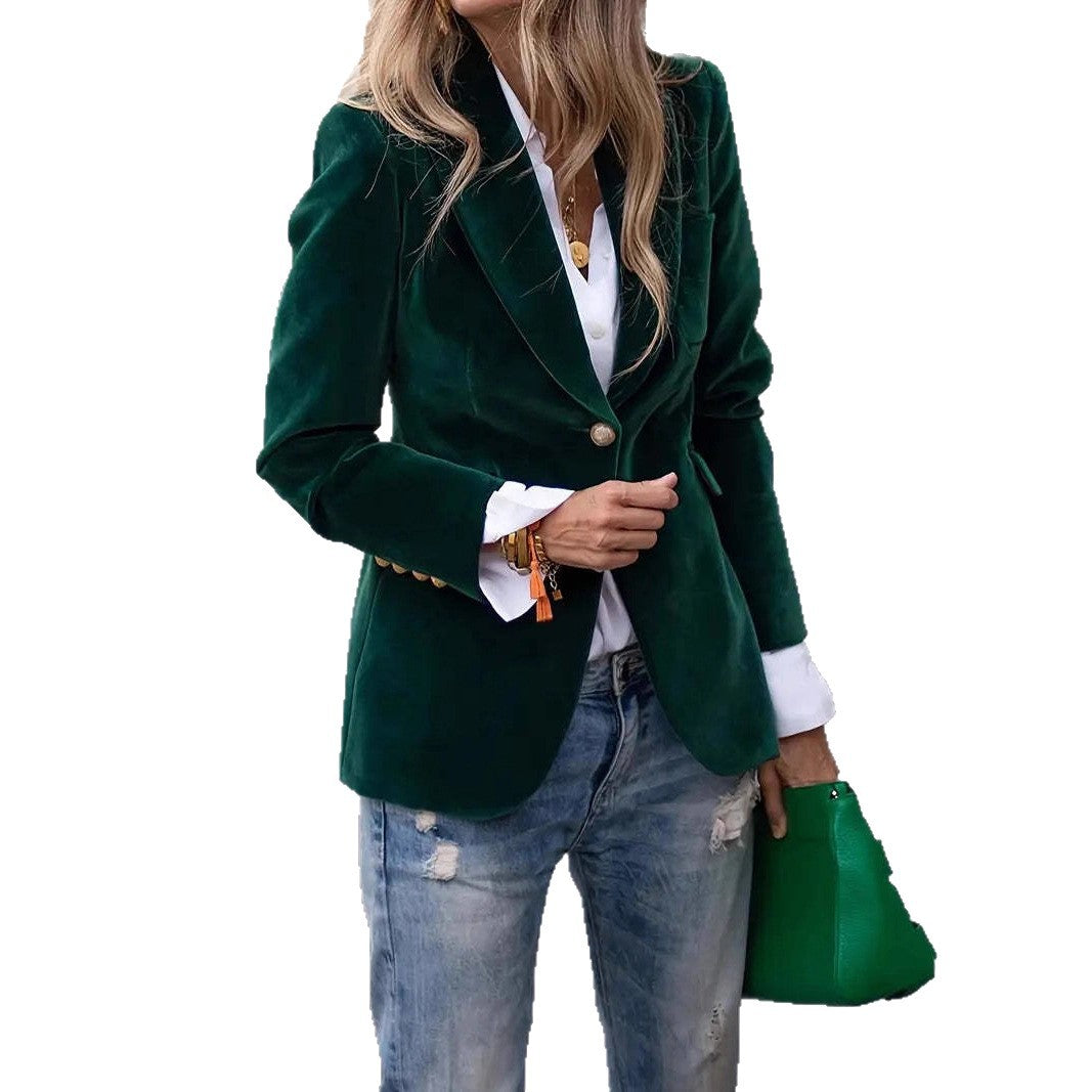 Women's Fitted Velvet Blazer