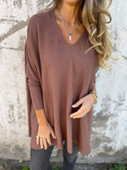 Batwing Sleeve Cashmere V-Neck Oversized Sweater