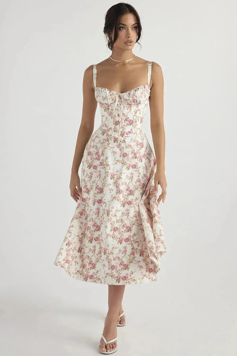 Floral Corset Midi Dress