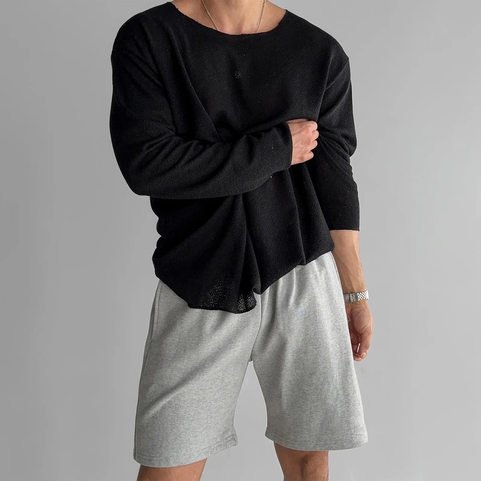 Breathable Knit Shirt Men Relaxed Fit