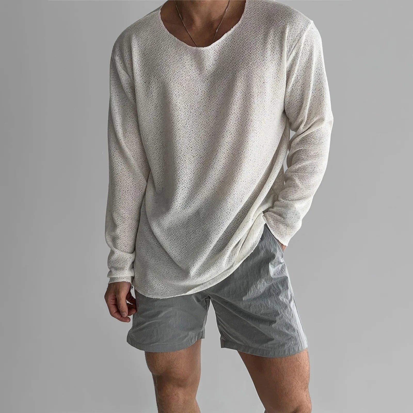 Breathable Knit Shirt Men Relaxed Fit