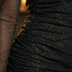 Off Shoulder Glitter Mesh Mini Dress