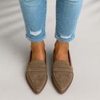 Women's pointed toe penny loafers with cushioned footbed