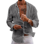 Relaxed Fit Linen Blend Solid Button Shirt