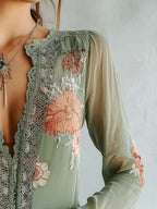 Boho Lace Trim Floral Blouse