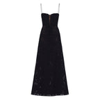 Floral Jacquard Maxi Gown with Corset Back