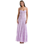 Floral Jacquard Maxi Gown with Corset Back