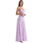 Floral Jacquard Maxi Gown with Corset Back