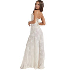 Floral Jacquard Maxi Gown with Corset Back