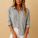 Long sleeve shirt blouse with pockets for women | Clara
