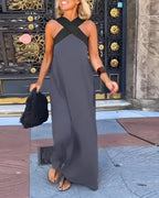 Cross-Strap Halter Maxi Dress