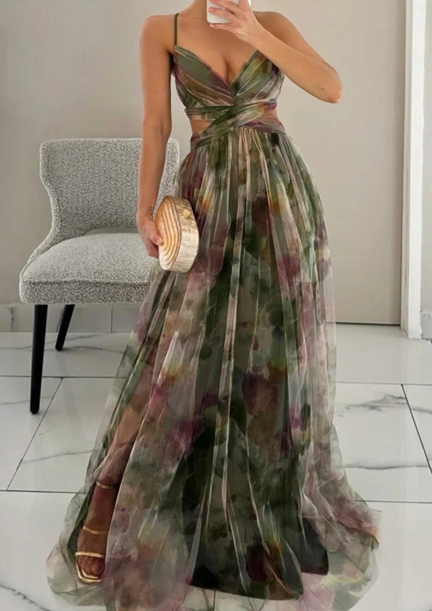 Gradient Maxi Dress with Crossover Bodice