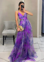 Gradient Maxi Dress with Crossover Bodice