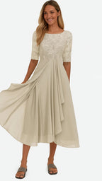 Embroidered Lace Midi Dress