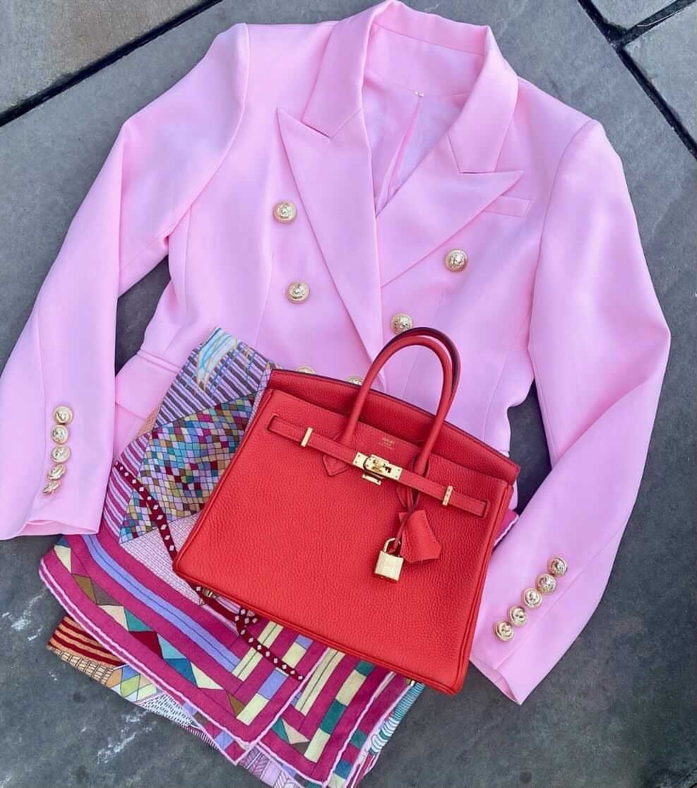 Tailored double breasted gold button blazer
