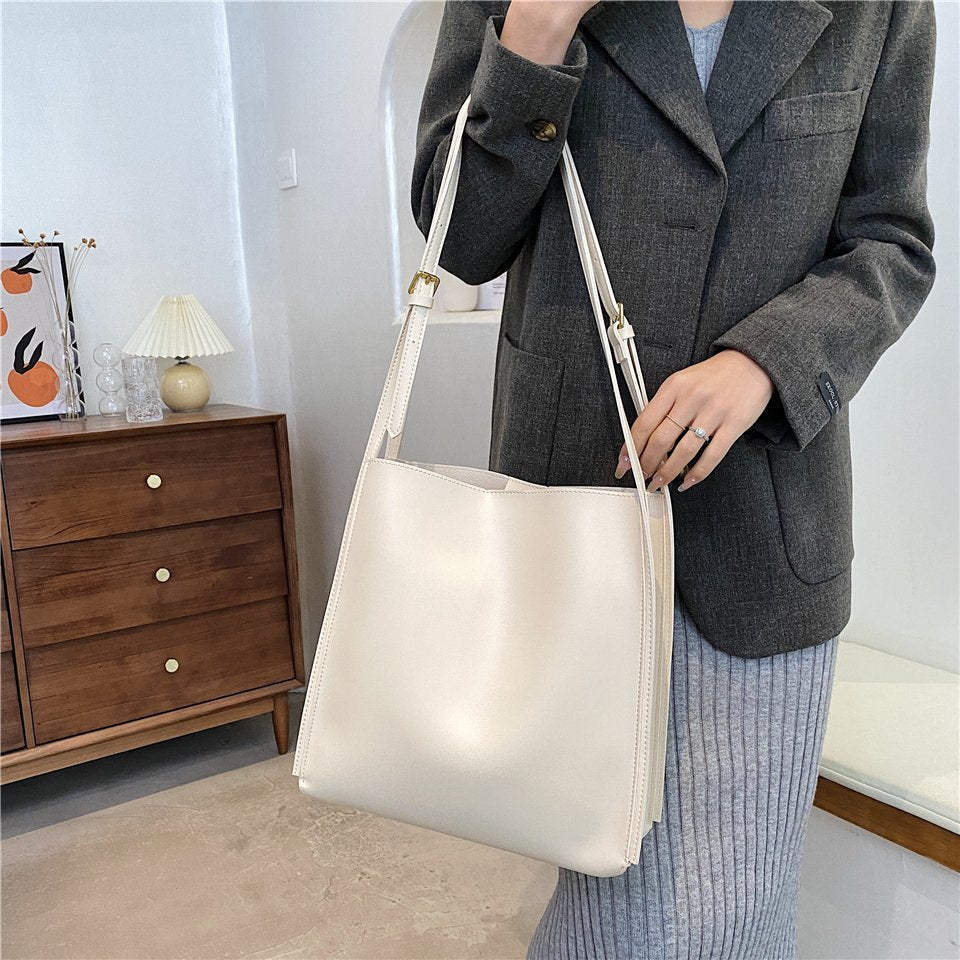 Vegan leather shoulder tote bag