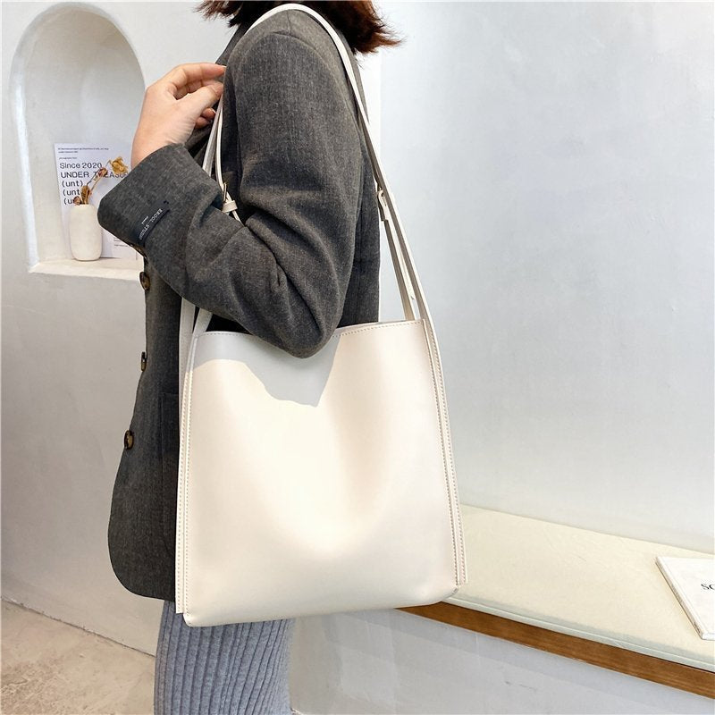 Vegan leather shoulder tote bag
