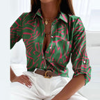 Printed Button-Up Blouse