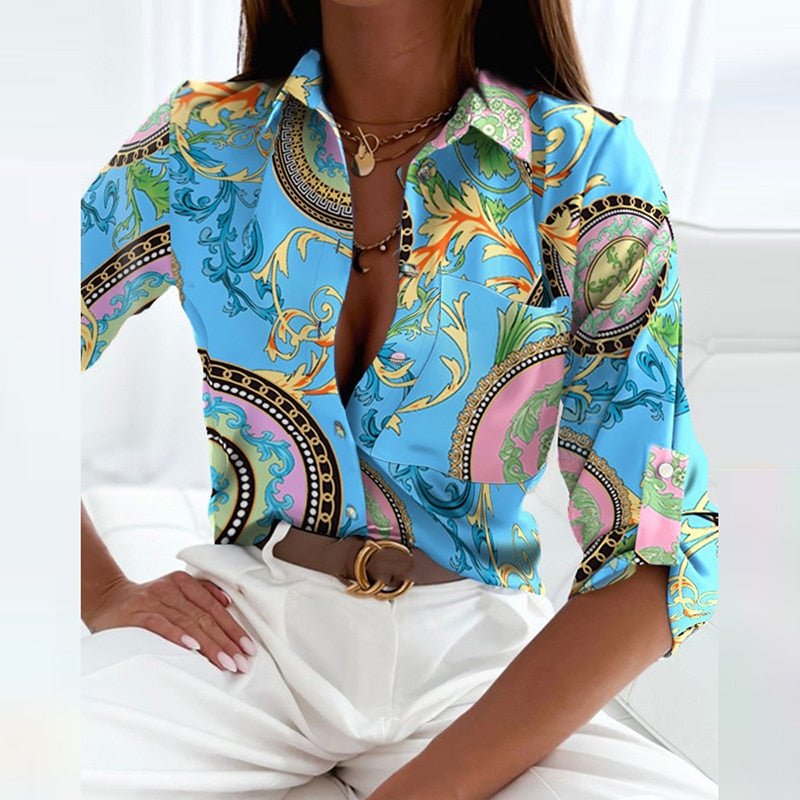 Printed Button-Up Blouse