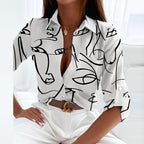 Printed Button-Up Blouse