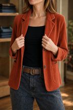 Corduroy notch lapel blazer with patch pockets