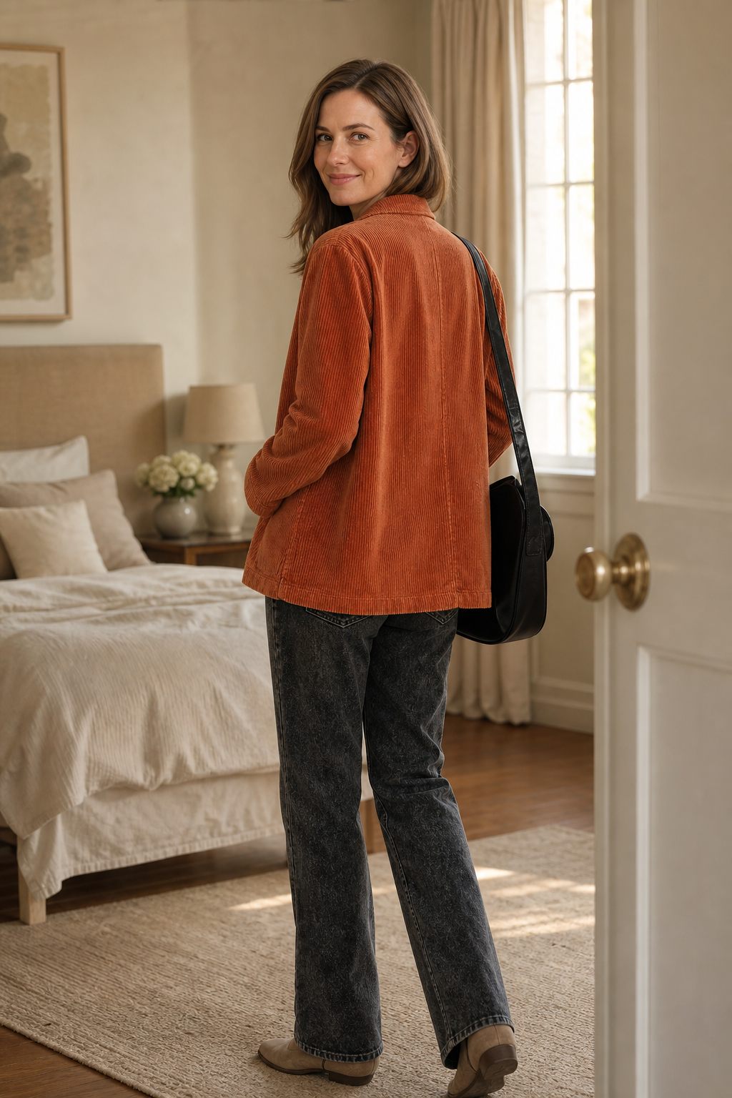Corduroy notch lapel blazer with patch pockets
